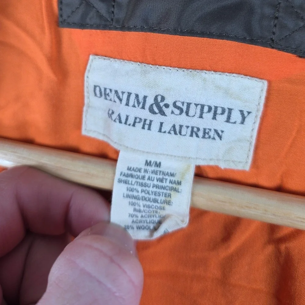 Denim & Supply Ralph Lauren Mens Medium Bomber Flight Jacket Green‎ Lined